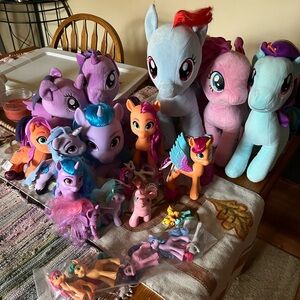 My Little Pony Plush and Figurine Set - Purple, Blue, Pink